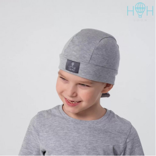Бандана, серый меланж, нашивка "Little hero"
