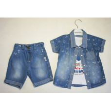 Комплект джинсовый для мальчика (рубашка, майка,шорты)