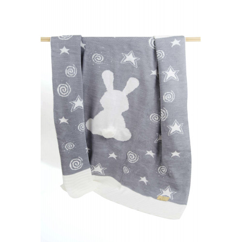 Плед вязаный Ma Licorne 1х1 м. "Lapin" gris (серый) 