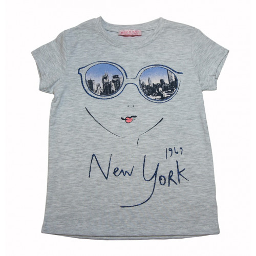 Футболка для девочки New York (серый) Футболка для девочки New York (серый)