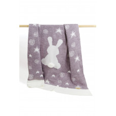 Плед вязаный Ma Licorne 1х1 м. "Lapin" violet (фиолетовый) 