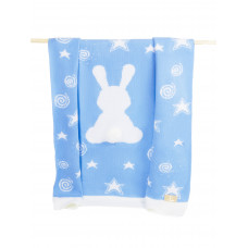 Плед вязаный Ma Licorne 1х1 м. "Lapin" Bleu (голубой) 