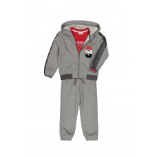 Спортивный костюм для мальчика: кофта, лонгслив, брюки 3-7 лет (светло-серый)