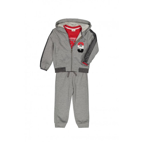 Спортивный костюм для мальчика: кофта, лонгслив, брюки 3-7 лет (светло-серый)