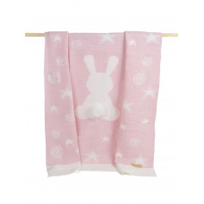 Плед вязаный Ma Licorne 1х1 м. "Lapin" Rose (розовый) 