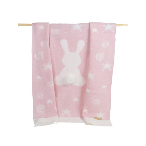 Плед вязаный Ma Licorne 1х1 м. "Lapin" Rose (розовый) 