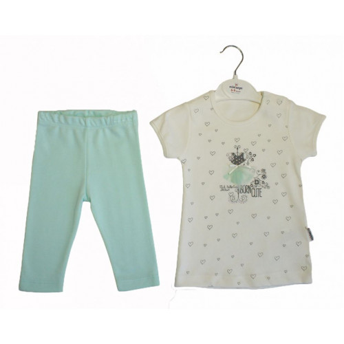 Комплект для девочки Born cute (футболка,легинсы) ментол 0987 Комплект для девочки Born cute (футболка,легинсы) ментол 0987