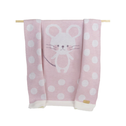Плед вязаный Ma Licorne 1х1 м. "Petite mickey" Rose (розовый) 