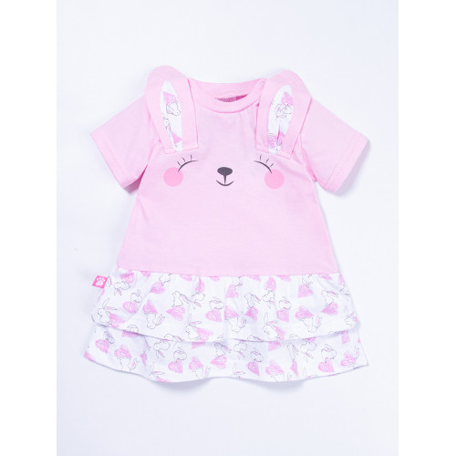 Платье "CUTE RABBIT" для новорождённой розовое Платье "CUTE RABBIT" для новорождённой розовое